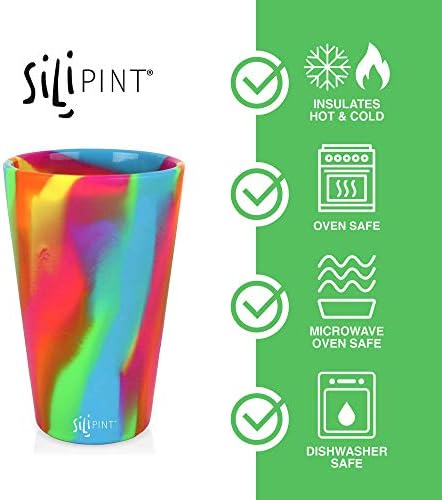Silipint 16oz Silicone Pint Glass - Unbreakable BPA-Free Reusable Silicone Drinking Cup - Flexible Dishwasher and Microwave Safe - Stemless Glass for Coffee Smoothies (Canyon Blues) - Image 3