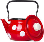 Vintage Enamel Kettle, Tea Pot Stovetop for Hot Water Fast to Boil, Teapot for Stovetop, Hot Water Kettle Teapot (Red White (3.5 L)) - Image 7