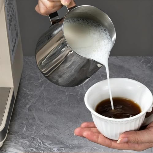 Milk Frother Cup Stainless Steel Milk Creamer Frothing Pitcher Stainless Steel, 350/600/1000/1500ml Coffee Cup Jug Latte Espresso Cappuccino Barista(600ML) - Image 3
