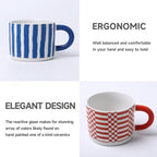 Stoneware Coffee Mugs Set of 4, 14oz Hand-Painted Coffee Cups with Handle - Image 4