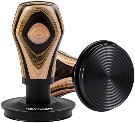 Normcore 53.3mm Coffee Tamper V4, Spring Loaded Tamper with Titanium PVD Coating Ripple Base, Espresso Tamper Fits 54mm Breville Sage Portafilters, Colorful Wood Handle by NORMCORECOFFEETOOLS