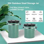 Coffee Canister Stainless Steel Airtight Storage Container with Scoop Date Tracker Release Valve Coffee Jar Food Storage Canister for Coffee Beans Sugar Tea Candy,Green,2L - Image 2