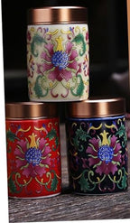 Enamel Tea Kitchen Salt airtight Loose Tea canisters airtight Tea tin Ceramic Tea Container jar Ceramic Tea Canister tins Tea Storage Cans Loose Leaf Cookie jar Metal Travel-Blue - Image 5