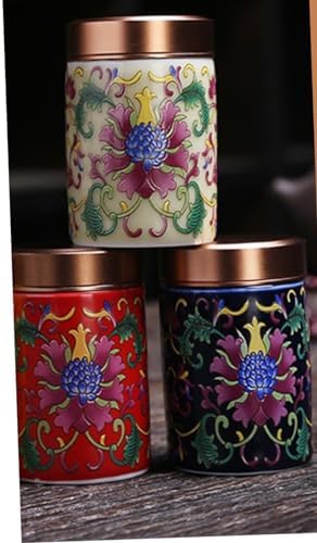 Enamel Tea Kitchen Salt airtight Loose Tea canisters airtight Tea tin Ceramic Tea Container jar Ceramic Tea Canister tins Tea Storage Cans Loose Leaf Cookie jar Metal Travel-Blue - Image 5