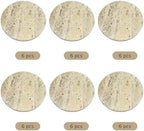 6 Pcs Marble Coasters Set, 3.9 in Round Natural Beige Stone Coasters with Cork Base, 0.5 in Thick Heat-Resistant Cup Mats for Home and Office Decor - Image 4