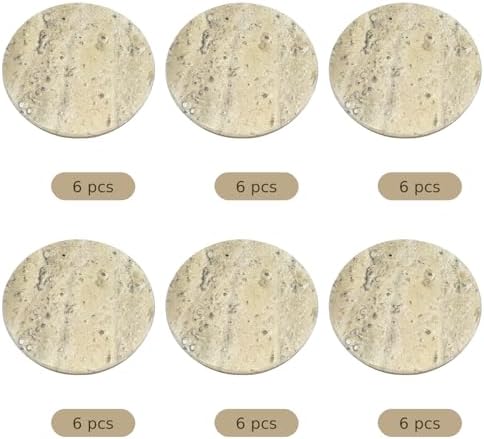 6 Pcs Marble Coasters Set for Drinks, 3.9 in Natural Beige Stone Round Cup Mats with Cork Bottom, 0.5 in Thick Heat-Resistant Table Protectors for Home and Office Coffee Table Decor - Image 2