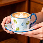 KAMMAK Coffee Cups and Saucers Set of 2, 8.5oz Ceramic Tea Cup with Saucer - Image 6