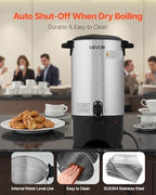 VEVOR Commercial Coffee Urn, 40 Cup 6 L Hot Beverage Dispenser with Dripless Faucet, Quick-Brewing Commercial Coffee Maker, with Stainless Steel Liner, for Catering, Business, Church & Restaurant - Image 6