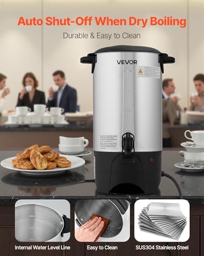 VEVOR Commercial Coffee Urn, 40 Cup 6 L Hot Beverage Dispenser with Dripless Faucet, Quick-Brewing Commercial Coffee Maker, with Stainless Steel Liner, for Catering, Business, Church & Restaurant - Image 6