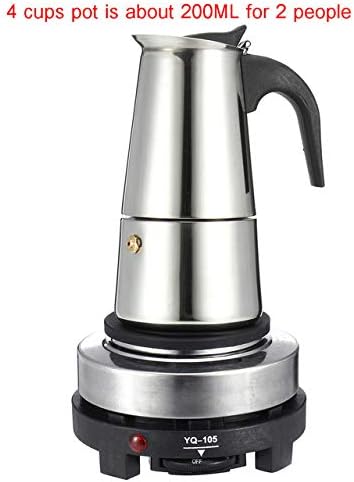 WILL 200450ml Portable Espresso Coffee Maker Moka Pot Stainless Steel with Electric stove Filter Percolator Coffee Brewer Kettle Pot (200ml) - Image 2