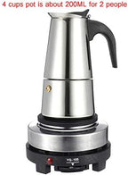 WILL 200450ml Portable Espresso Coffee Maker Moka Pot Stainless Steel with Electric stove Filter Percolator Coffee Brewer Kettle Pot (200ml) - Image 2