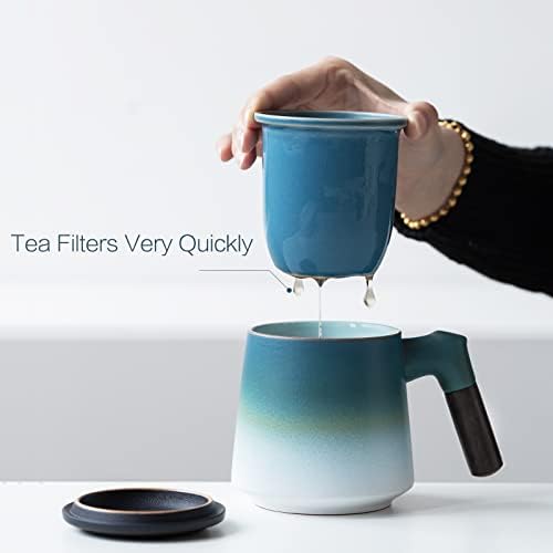 ZENS Tea Mug with Infuser and Lid for Loose Tea Diffusers, 12oz Blue - Image 4