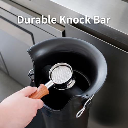 watchget Commercial Espresso Knock Box - Floor Standing Coffee Ground Bin with Removable Bar, Non-Slip Base, Heavy-Duty Barista Dump Bin Includes 30 Garbage Bags, Black - Image 4