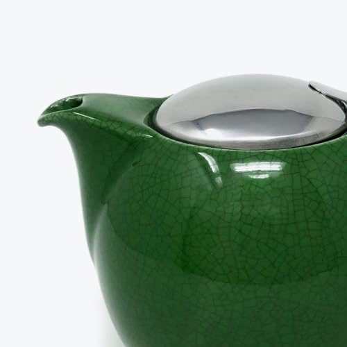Zero Japan Bee House Round Teapot For One, 24 Oz - Ceramic Tea Pot with Stainless Steel Lid and Infuser, Smooth-Pour Spout (Crackle Green) - Image 4