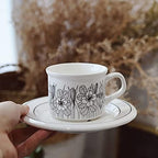 Espresso Cup, Party Tea Cups，Trophy 6Oz/180Ml Flowers Porcelain Mug, Milk Cup Coffee Mugs Tea Cup with Insulated Handle Drinking Highball Glasses Double Wall Porcelain Great Water Cocktail Milkshake - Image 7