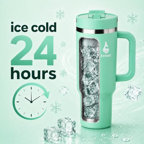 Farsea 40oz Insulated Stainless Steel Travel Tumbler with Handle & Straw - Image 6