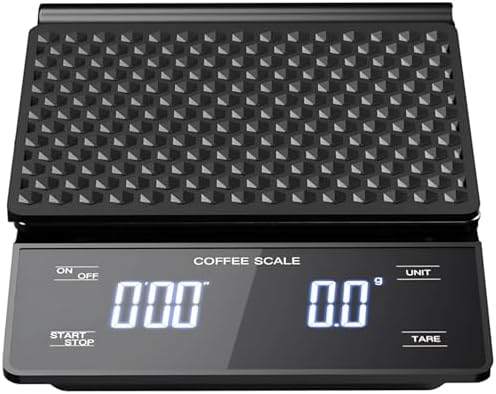Coffee Scale with Timer, Rechargeable Kitchen Scale, 3 kg / 6.6 lbs Capacity, 0.3 g Accuracy, for Pour Over Espresso Baking Food Weight, Black, 7.3 x 5.1 x 1.2 in / 18.5 x 13 x 3 cm by Unknown