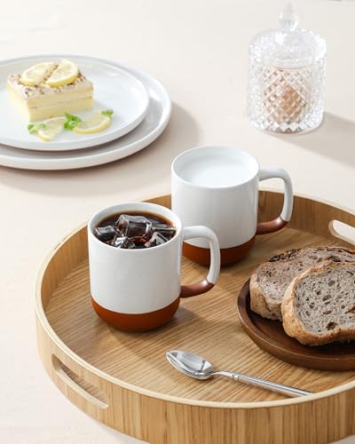 MALACASA Ceramic 11oz Coffee Mugs Set of 6, Khaki White - Image 7