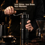 Manual Coffee Grinder Adjustable Hand Burr Black Metal Portable - Image 5