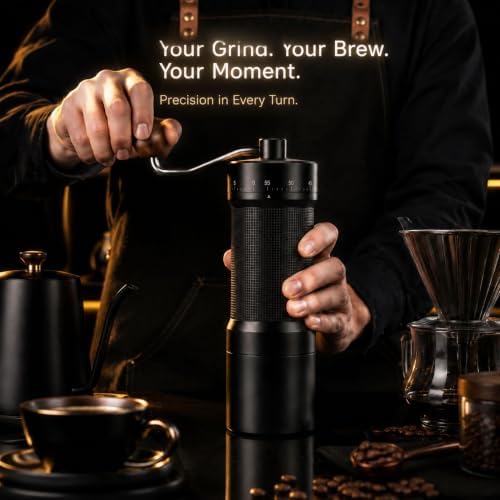 Manual Coffee Grinder Adjustable Hand Burr Black Metal Portable - Image 5