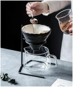 Ceramic Pour Over Coffee Set Filter Bracket Filters Dripper Stand Percolators Shop Cup Share Pots Coffeeware Accessories(Transparent Set B) - Image 5