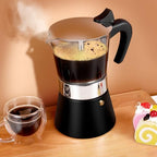 9 Cup 450ml Glass Moka Pot, Stovetop Espresso Maker, Black - Image 6