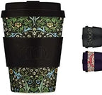 Ecoffee Cup 12oz (350ml) William Morris Reusable Coffee Cup – PLA Plant-Based Travel Mug with Silicone Lid, Melamine Free & Dishwasher Safe – Blackthorn by EcoffeeCup