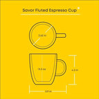 JoyJolt Fluted Glass Coffee Mugs, Double Wall 13.5oz Clear Glass Coffee Mug Set of 2. Latte Glasses, Glass Cappuccino Mugs, Ribbed Mugs - Image 2
