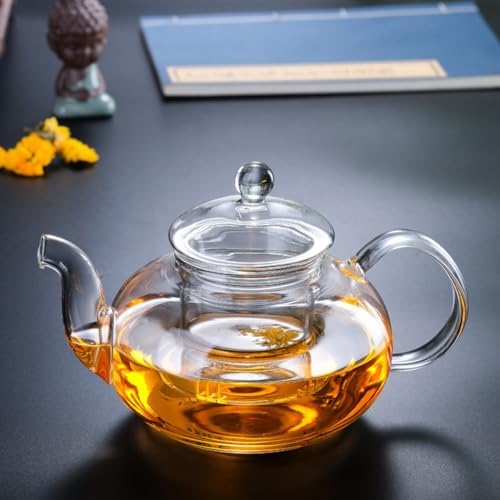 Cabilock Glass Teapot 8.5 Oz Heat-Resistant Transparent Tea Pot with Removable Infuser for Loose Leaf Brewing at Home and Office - Image 4