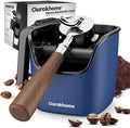 Ourokhome Espresso Knock Box with Lid, Compact Coffee Grounds Container for Home Coffee Bar, Removable Knock Bar, 304 Stainless Steel Exterior, Non-Slip Base & Handle, Easy Clean (Deep Blue) by Ourokhome