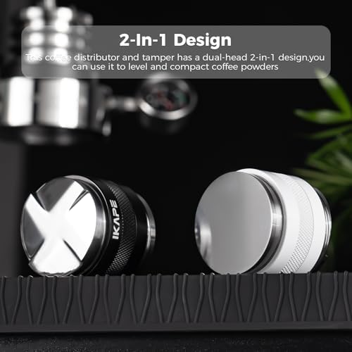 IKAPE Coffee Products, 53mm Coffee Distributor & Hand Tamper, Adjustable Depth Espresso Distributor Fits All 53mm Espresso Portafilter, Compatible with 54MM Breville Bottomless Portafilter (Black) - Image 3