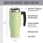THERMOS Stainless King Travel Mug with Handle, 16oz, Matte Green - Image 2
