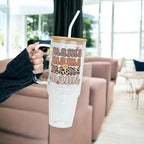 Sip-Sip Hooray! Retro Leopard Mama 40oz Glass Tumbler with Lid and Straw - Image 3