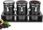 3×63OZ Stainless Steel Coffee Container with Shelf and Scoop for Coffee Bar by Hanber
