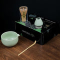 Green Japanese Matcha Tea Set of 4 Ceremony Matcha Kit with Matcha Bowl(Chawan) with Pouring Spout, Matcha Whisk (Chasen), Scoop (Chashaku) for Japanese Tea Ceremon by Auerhceram
