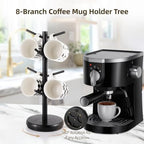 Rotating Wooden Mug Tree Rack with 8 Hooks, Coffee Cup Organizer Stand for Kitchen Countertop, Bar, Or Office Tabletop - Image 5