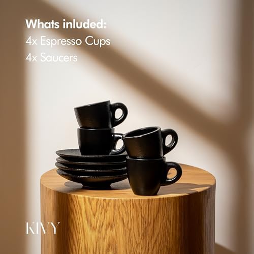 KIVY Espresso Cups Set 4x 3oz - Thick Walled Stoneware - Dishwasher Safe - Image 5