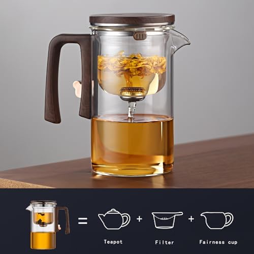Magic Witchcraft Enchanted Glass Teapot Heat-Resistant Borosilicate Tea Pot with Strainer, Water Separation Function & Anti-Scald Handle, Blooming/Loose Leaf Tea Hot Cold Beverages (520, Milliliters) - Image 2