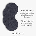 Graf Lantz - Bierfilzl Merino Wool Round Coasters Set of 4 - Charcoal (4" Circles) - Absorbs 30% of Weight - German Wool - Heat Resistant, Sustainable, & Reusable - Home Decor & Coffee Table Decor - Image 4