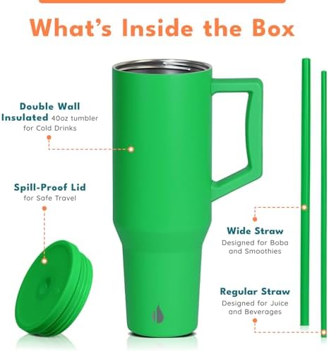 Elemental Spill Proof 40oz Insulated Tumbler with Handle & Straw Travel Mug - Image 3