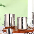 Milk Frother Cup Stainless Steel Measuring Milk Frother Pitcher, Stainless Steel Latte Jug, Essential Barista Accessory for Espresso & Coffee Art(350ml) - Image 3