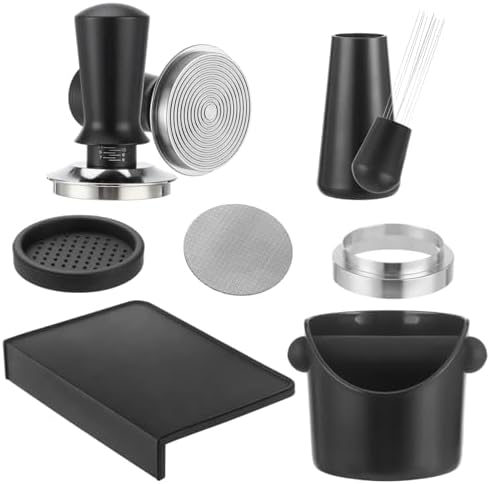 6 PCS Espresso Accessories Kit 58 mm, Coffee Tamper Set with Distribution Tool, Dosing Funnel, Puck Screen, Knock Box and Mat, Espresso Machine Workflow Tools for Coffee Preparation - Image 5