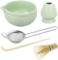 Ceramic matcha agitator, Matcha Whisk and Bowl Tea Set 5Pcs Ceremony Chasen Tool Stand for Beginners Kit(Green) by Unknown