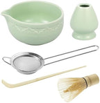 Ceramic matcha agitator, Matcha Whisk and Bowl Tea Set 5Pcs Ceremony Chasen Tool Stand for Beginners Kit(Green) by Unknown
