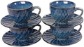 Coffee Mugs Set, 6.8 Oz,Ceramic Tea Cup with saucer, Espresso Cups 8-piece, Stackable Cups, for Latte,Hot Tea,Cappuccino, Mocha, Cocoa, dishwasher & microwave safe,Royal blue by Jinsongdafa