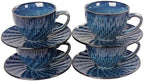 Coffee Mugs Set, 6.8 Oz,Ceramic Tea Cup with saucer, Espresso Cups 8-piece, Stackable Cups, for Latte,Hot Tea,Cappuccino, Mocha, Cocoa, dishwasher & microwave safe,Royal blue by Jinsongdafa