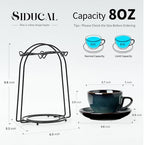 Stackable Cappuccino Cup Set of 4 [8oz] Activated Glazed Ceramic Coffee Cup - Image 3