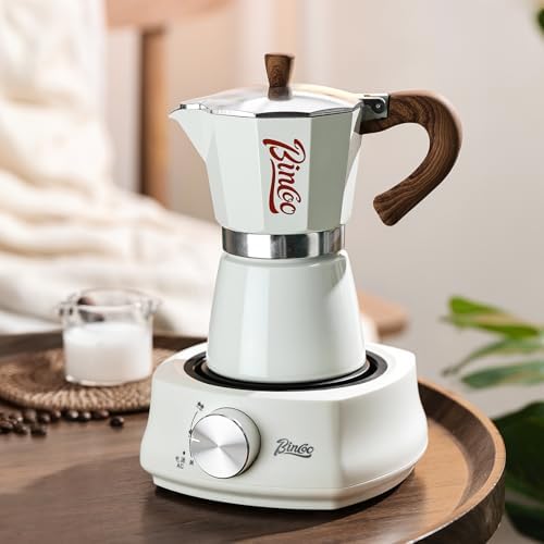 Bincoo Blue Moka Pot 6 Cups, Espresso Maker Stovetop, Aluminum Espresso Pot Classic Italian Coffee Maker,Single Safety Valve - Image 4