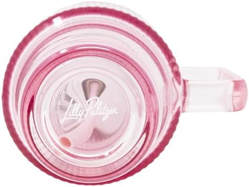 Lilly Pulitzer Pink 20 Ounce Glass Tumbler with Straw, Stylish and Reusable Drinkware for Cold Beverages, Textured Colored Glass with Handle and Pattern Lid (Lilly Garden Home) - Image 5