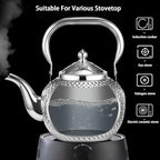 Teapot Tea Kettle, 2.1 Quart Tea Pot for Stove Top, Stainless Steel Teakettle with Infuser, Decorative Water Kettle with Handle, Silver, 2L - Image 6